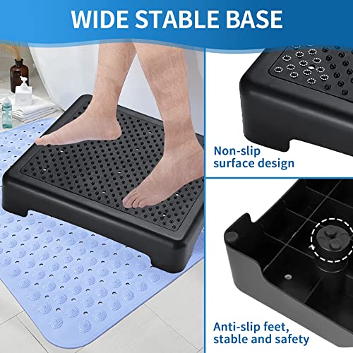 Step Stool For Adults Elderly, Sturdy Portable Half Stepping Stool Anti Slip Mobility Daily Aids Indoor/Outdoor Wide Safety Platform For Kitchen Bed Toilet Bathroom Cars,Black #TOP2
