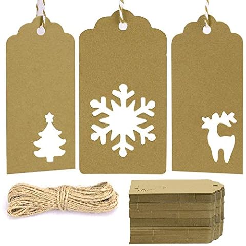 Gift Tags with Holes Present Wrap Tag Paper Small Xmas Gift Tags with Twine Vintage Gift Labels Christmas Tags Bulk 100pcs Cover