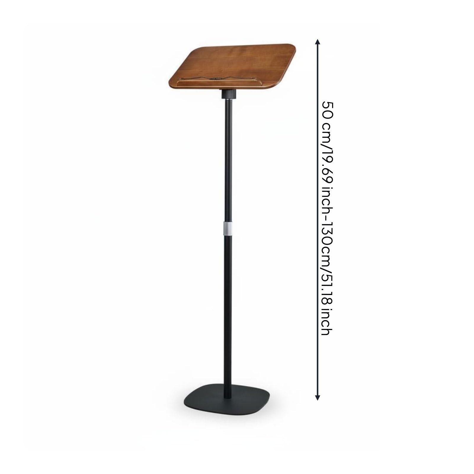 kowaku Atril de Lectura Ajustable Soporte de Libros Atril de Pie Portapartituras Estante de Lectura Combinación Madera y Acero, Soporte De Suelo Elevado, Ajustable De 50 Cm A 1.3 M