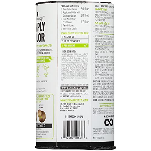 Schwarzkopf Simply Color Permanent Hair Color, 8.0 Medium Blonde #TOP7