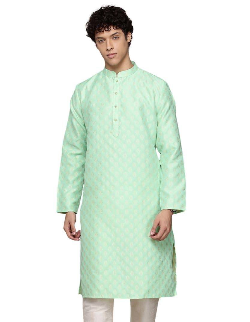 divisive Men's Art Cotton Silk Jequard Regular Fit Long Kurta-picture-38