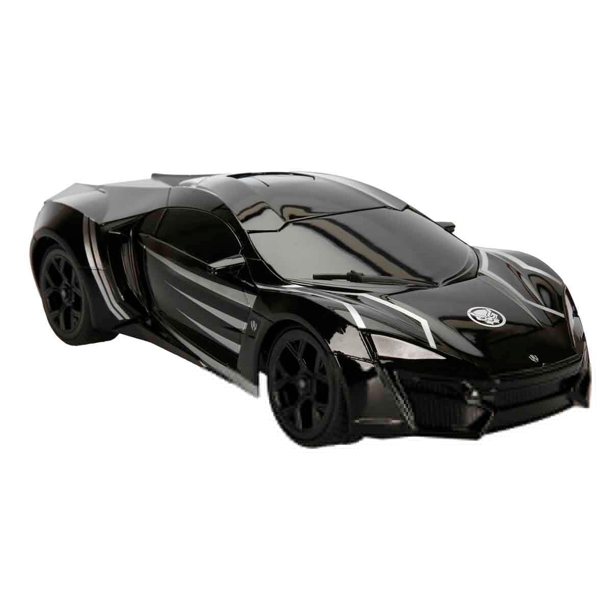 Jada Toys 253226001 Black Marvel Panther Lykan Hypersport, Turbo, RC Car con telecomando, avanti-indietro, sinistra-destra, scala 1:16, funzione di ricarica USB