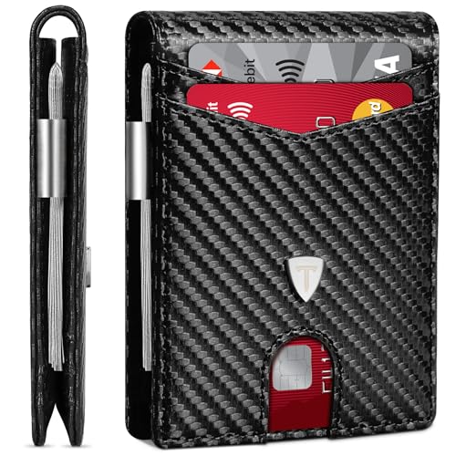 TEEHON Cartera para Hombre Slim Fibra de Carbono con Bloqueo RFID, Tarjetero Hombre Ranuras para Tarjetas de Crédito, Clip para Billetes, Cartera Bid-Fold (Negro) TEEHON Cartera para Hombre Slim Fibra de Carbono con Bloqueo RFID, Tarjetero Hombre Ranuras para Tarjetas de Crédito, Clip para Billetes, Cartera Bid-Fold (Negro)
