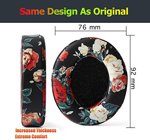 Almohadillas para auriculares Beats Studio 3, repuestos BUTIAO de cuero proteínico y espuma viscoelástica para Beats Studio 2 y Studio 3 (floral negro) miniatura 4