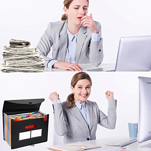 Expanding File Folders, SUNTARY Portable Accordian File Organizer with Expandable Lid, 12 Pockets File Box, Expandable Folder Organizer, Filing Bill Organizer A4 Letter Size, 3 Pack