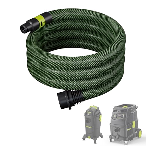 Image of Dust Extractor Woven Hose 11.5FT, Φ 1-3 /8 Inch for Yowmoft Vacuum Suction Hose, fits for Yowmoft CVL30-RC, CVMA40-S & CVMA40-T, Green
