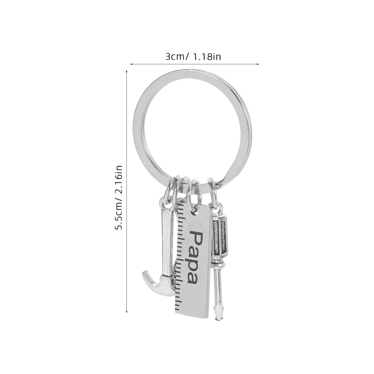 Happyyami Portachiavi in Acciaio Resistente Per Festa Del Papà Design Martello Cacciavite Chiave Inglese Regalo Per Uomo Decorazione Per Chiavi Argento