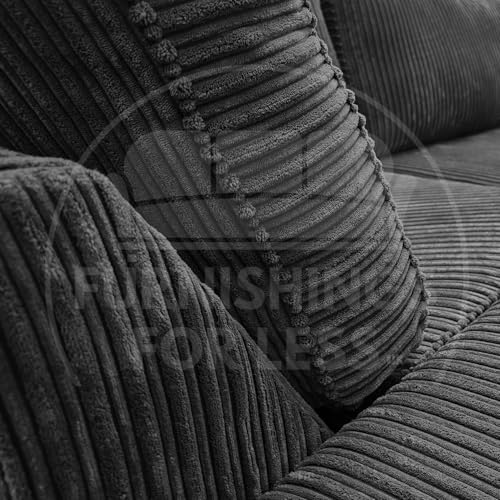 Furnishings For Less UK Bishop Cord U-Shape Black Jumbo Cord Fabric Corner Sofa, Detachable, Solid Wood Frame (Black) - Image 5