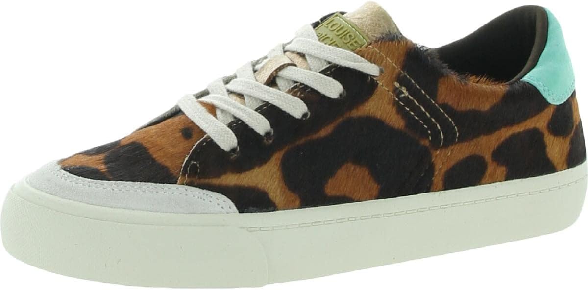 Baraz Women's Leather Animal Print Low Top Fashion Sneakers Brown Size