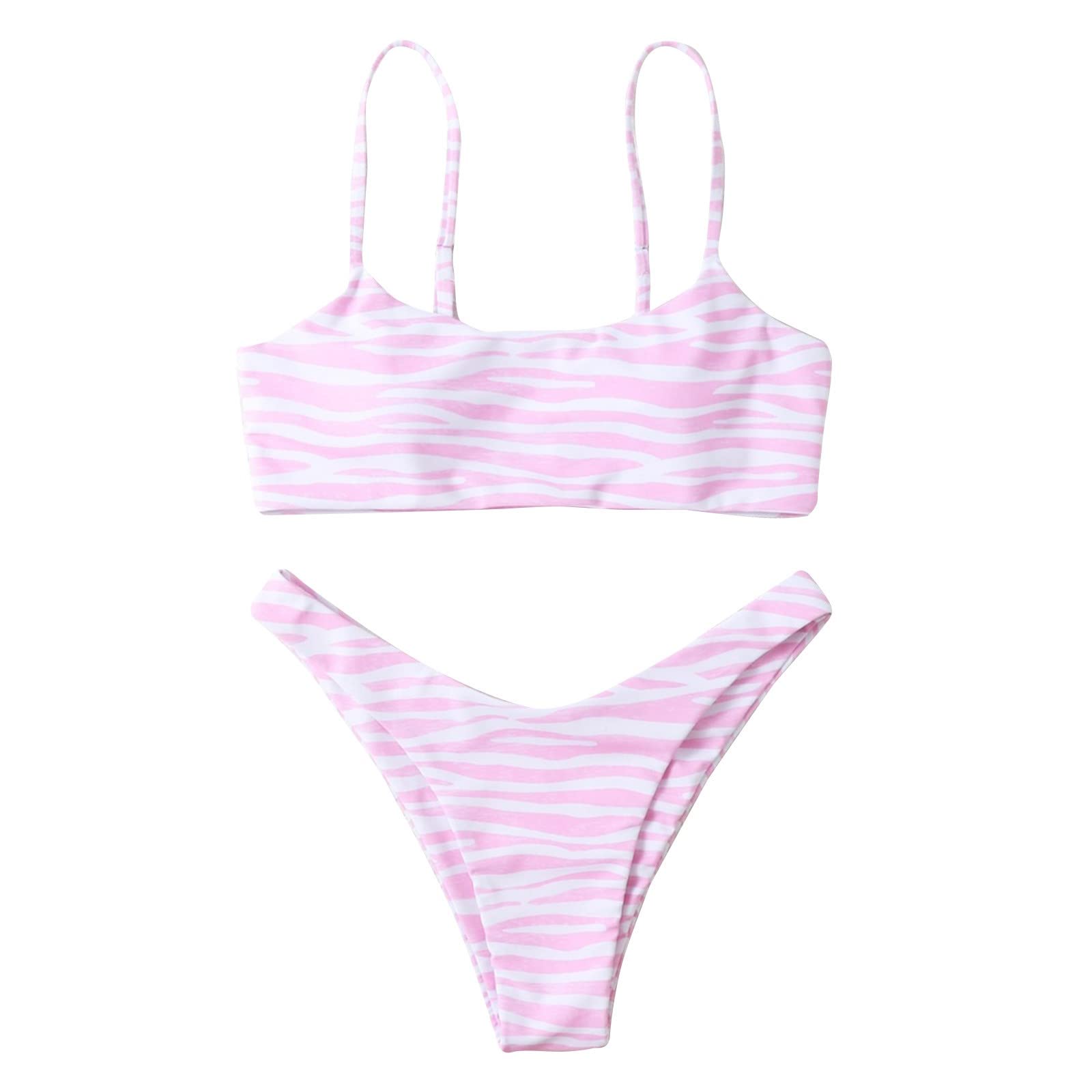 Backless Ribbed Two Piece Bathing Suits for Woman Solid High Waist Swimwear 2 Piece High Waist Bikini Sets