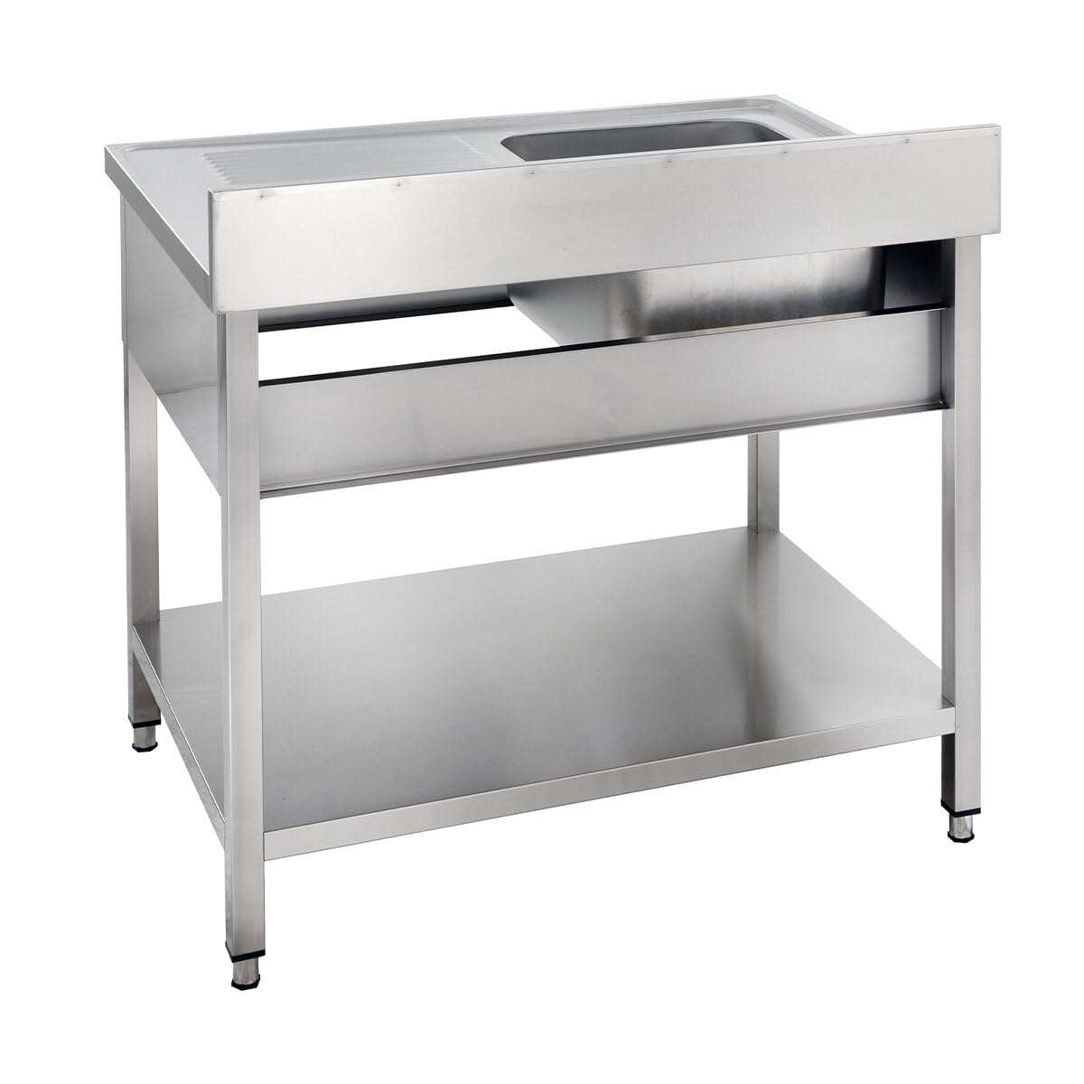 GastroHero Lavello da bagno 120 x 60 cm, in acciaio inox, con lavello sinistro, in acciaio inox, per cucina