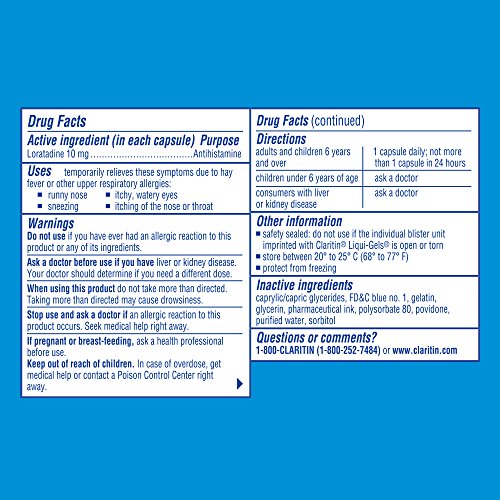 Claritin Liqui-Gels 24 Hour Allergy Relief, Non-Drowsy Allergy Medicine, Loratadine Antihistamine Capsules, 30 Count #TOP1