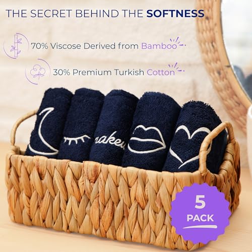 Marmaris Co. Luxury Makeup Washcloths for Face, 5-Pack Makeup Towels Face Washcloth, Viscose from Bamboo & Cotton — view 5