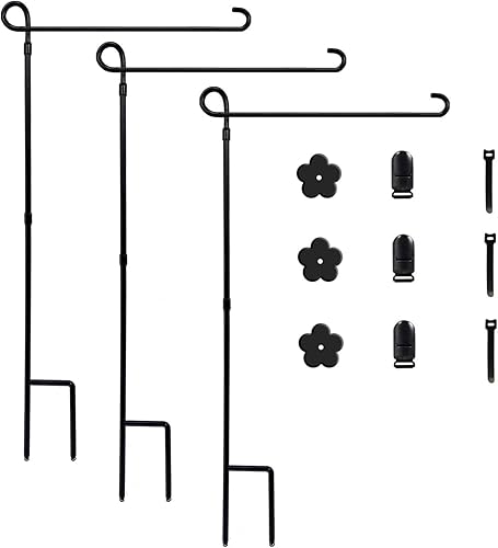 Miniatura 8 de YEAHOME 2 soportes para bandera de jardín, soporte de metal de alta calidad para bandera de patio, resistente a la intemperie, asta de bandera con