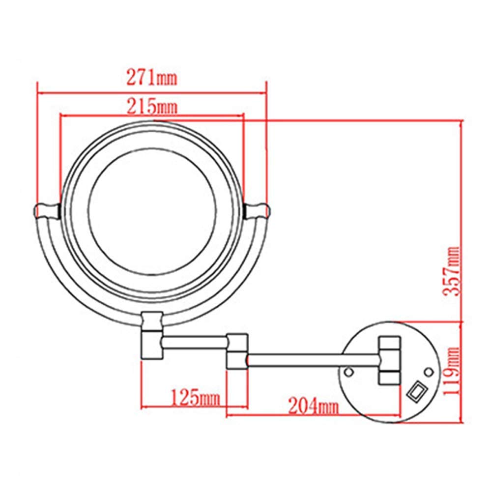 Ingrandimento 10x / 1x Trucco da parete Bifacciale 8,5 pollici Girevole a 360º Estensibile for Bath Spa e Hotel(A,7X)