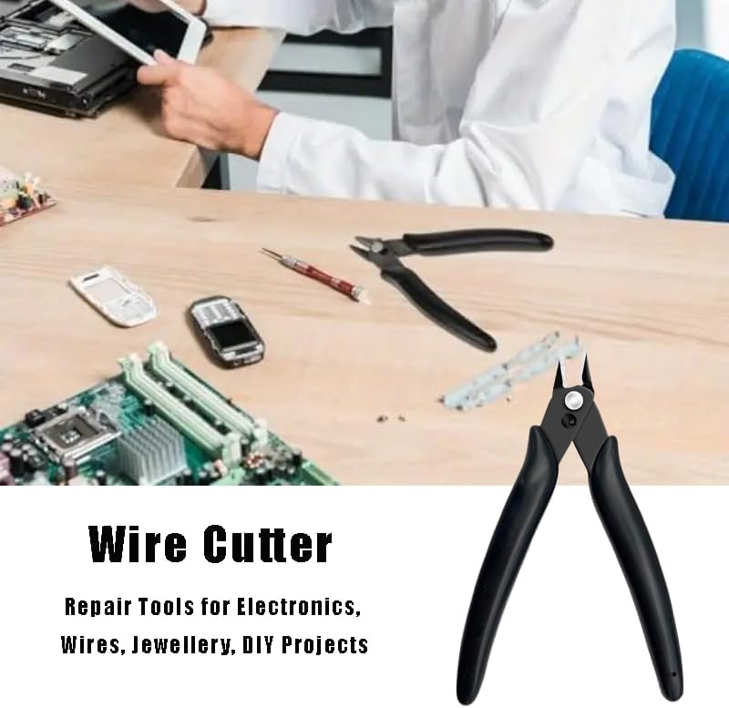Micro Wire Cutter 1-Pack, Precision Flush Cut Nippers, Small Side Cutting Pliers for Jewelry, Electronics, 3D Printing, Plastic Models, Black