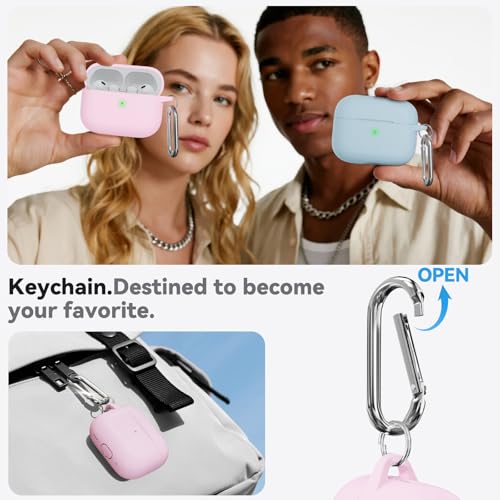 Image of Ljusmicker for AirPods Pro 3 Case 2025 with Cleaner Kit,Soft Silicone Protective Cover for Apple AirPods Pro 3rd Generation Cases for Women Men,for AirPod Pro 3 Cover with Keychain-Light Pink