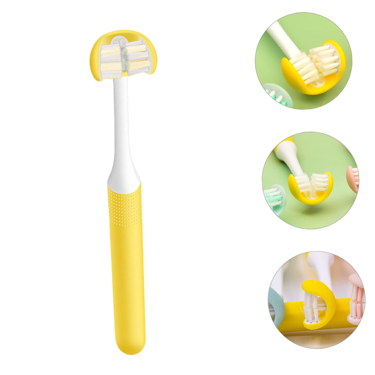 VICASKY Spazzolino da Denti Comodo da Impugnare a 3 Lati per Adulti Setole Morbide Design Avvolgente in Pp per Cura Orale a Casa