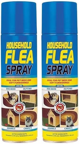 2 x Flea Spray for House Kills Flea Instantly Household Flea treatment for the home Dog Beds Cat Beds Hutches Kennels and Carpets Tick Protection Soft Furnishings 200ml