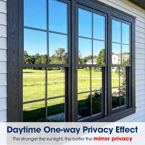 Image of Coavas One Way Privacy Window Film, Sun Blocking Reflective Window Film See Out Not in, Heat Control Window Tint for Home, Anti UV Static Cling for Windows Office Door (Silver, 17.5 Inch X 9.8 Feet)