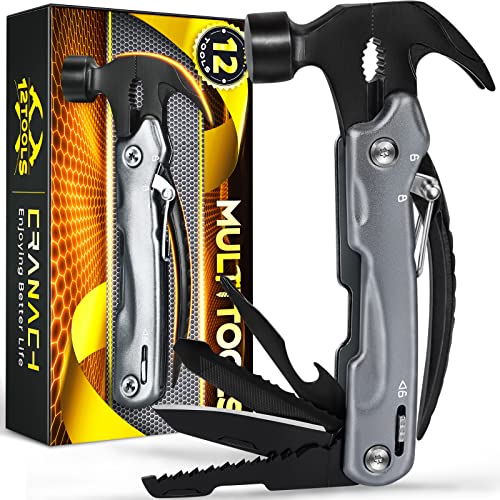 Camping Accessories Multitool Gifts For Men - 12 In 1 Christmas Stocking Stuffers Hammer Multi Tool Birthday Gift For Dad Boyfriend Women Husband Cool Stuff Gadgets Pocket Tools For Fishing Hunting #TOP10