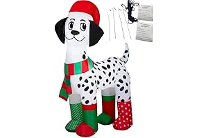 Christmas Inflatable Dalmatian Puppy Dog - 6 Feet Wearing Xmas Socks