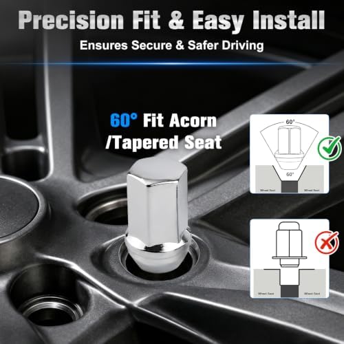 HALNAR 24 Pcs M14x1.5 Wheel Lug Nuts Closed End OEM 611-236, Chrome - 5