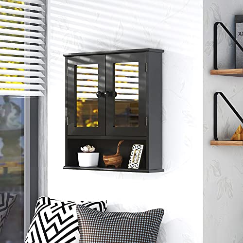 image for TaoHFE Black Medicine Cabinet,Medicine Cabinets for Bathroom with Mirr
