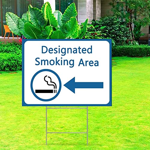 Junelucky Farmhouse Decorative Yard Sign 18X24 Inch Designated Smoking Area Waterproof Corrugated Plastic Warning Yard Sign With H-Stakes Decorations For Lawn Garden Yard Home Outdoor #TOP5