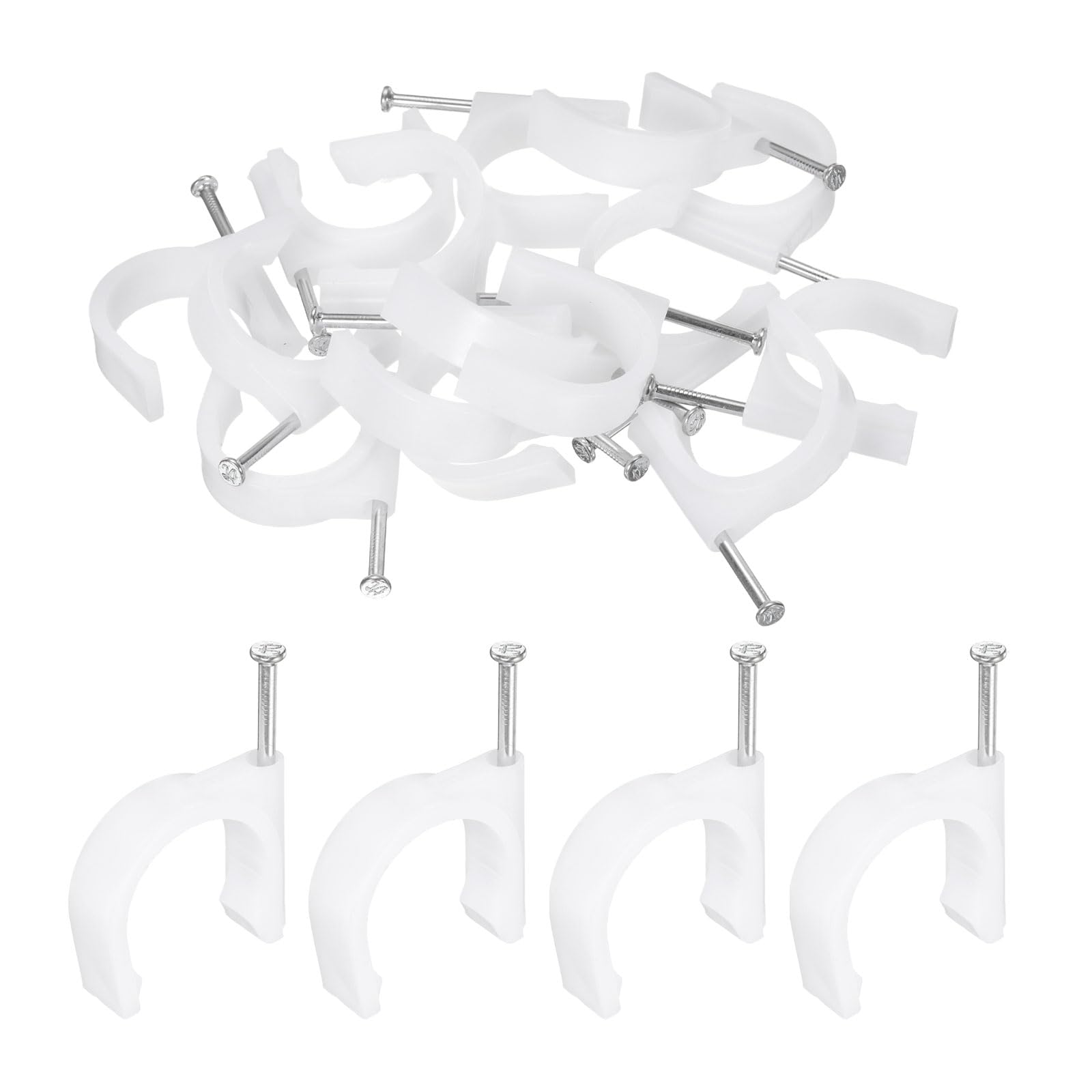 Evite cables sueltos con clips de cable de clavos de 32 mm gancho en J para pared
