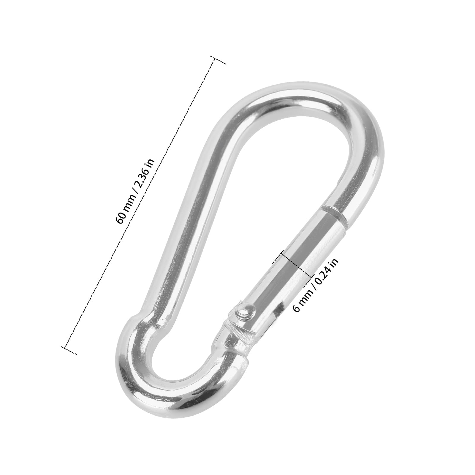 60 Mosquetones Galvanizados de 6 x 60 mm, Mosquetones Pequeños para Ayuda de Tracción, Llaveros, Camping