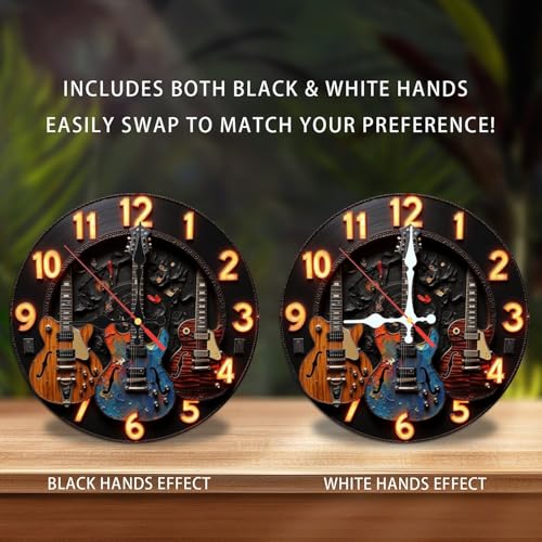Reloj de pared guitarra vintage madera 10 pulgadas miniatura 2