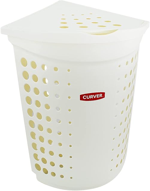 Curver Corner Laundry Basket Linen Washing Clothes Storage Hamper Plastic Rattan