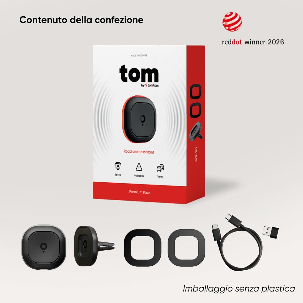 TomTom Segnalatore Autovelox - Senza Abbonamento | Tom by TT Premium Pack