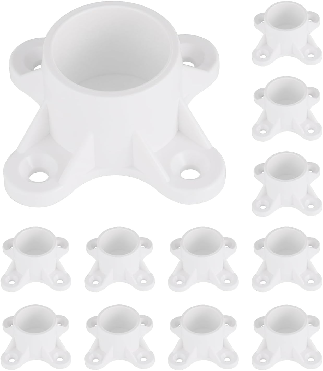 12 Packs 1 inch PVC Flange Table Leg Cap Fittings Furniture Screw Tab Caps for Building Furniture Support Feet Making Storage Shelves