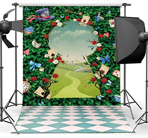 Wonderland Fotohintergrund „Teeparty“ – 2,3 X 1,5 M, Grüne Blätter, Für Geburtstage & Babypartys (Vinyl)