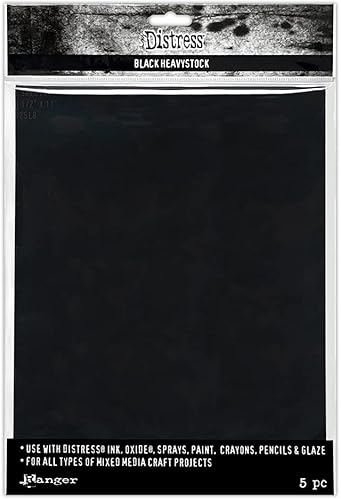 Tim Holtz Distress Negro Heavystock 8.5 x 11, paquete de 5 TDA79293