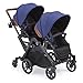 Contours Curve Tandem Double Stroller for Infants, Toddlers or Twins - 360° Turning, Multiple Seating Options, Indigo Blue