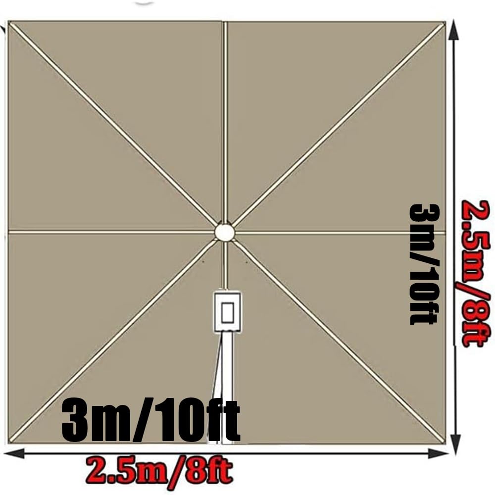 250 x 250 cm Parasol tarasowy, zapasowy baldachim, kwadratowy parasol, pokrowiec z tkaniny, 8 żeber, zamiennik abażuru do użytku na zewnątrz, beżowy, 2,5 x 2,5 m
