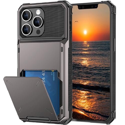 for iPhone 11 Pro Max Case with Card Holder[Store 5 Cards] Wallet Case with Hidden Card Slot, Heavy Dual Layer Shockproof Protective Phone Cover for Apple iPhone 11 Pro Max (Grey) 6.5"
