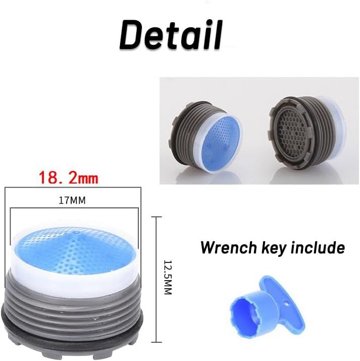 8 Pack Faucet Cache Aerator - 18.5 mm Water Saving Flow Limiter Set for Bathroom or Kitchen Replacement Parts - Sink Aerator Replacement Set, with Wrench Removal Tool(1.5GPM) (8 Pack)