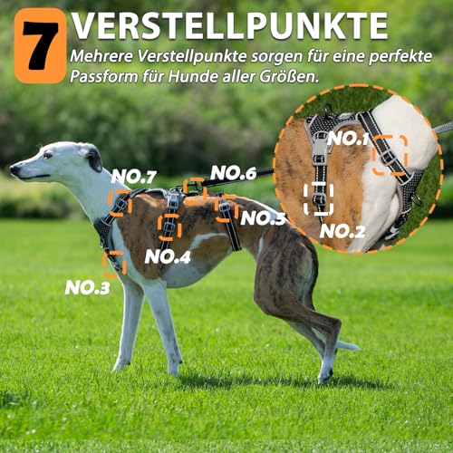 Huntboo Sicherheitsgeschirr Hund Ausbruchsicher, Panikgeschirr für Hunde, Anti Zug Hundegeschirr, Reflektierend, Verstellbare, Leichte Weste für kleine, mittelgroße und große Haustiere (Schwarz,L)