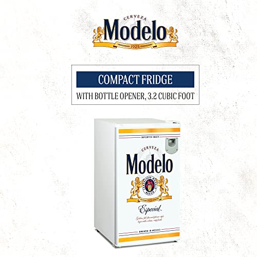 Modelo 3.2 Cu Ft (90L) Refrigerator Compact Fridge With Bottle Opener White Space Saving Flat Back Design Reversible Door Adjustable Temperature Control Tempered Glass Shelves Office Home Bar Room Rv #TOP2