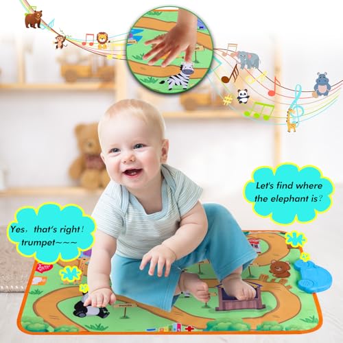 Image of Jetbotell Baby Music Mat Toys for Toddlers 1-3, New Interactive Mode | Animal Touch Play Blanket | 3 Musical Songs | 8 Animal Sounds | Folding and Storage 2-in-1 | Early Educational Toys