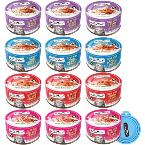 Fussie Cat Super Premium Canned Wet Cat Food in Goat Milk Gravy -2.47 oz Cans - Variety Pack of 12...