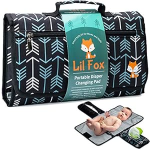 Lil Fox Portable Changing Pad – One-Hand Diaper Change Pad for Baby Diaper Bag or Changing Table. Unisex Baby Shower Gifts, Newborn Essentials