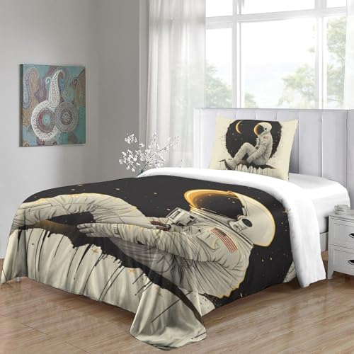 Housse de couette astronaute microfibre facile à laver avec fermeture éclair pour lit ado - 5