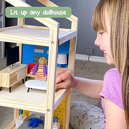 Pidoko Kids Wooden Dollhouse Furniture (33 Pcs) And 5 Family Dolls - Diy Accessories - Kitchen, Bathroom, Living Room, Bedroom #TOP2