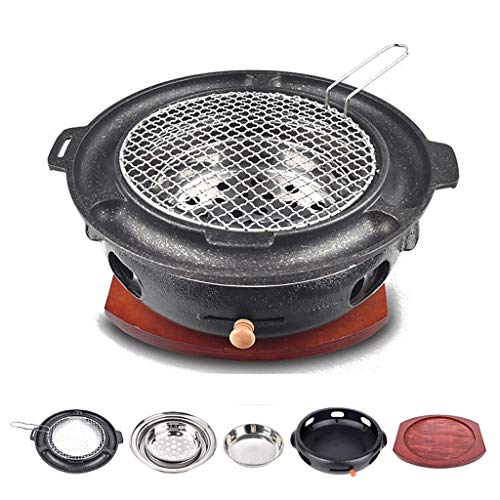 Parrilla coreana portátil de hierro fundido multicolor para interiores y exteriores, para 5 a 8 personas, perfecta para reuniones familiares y fiestas.