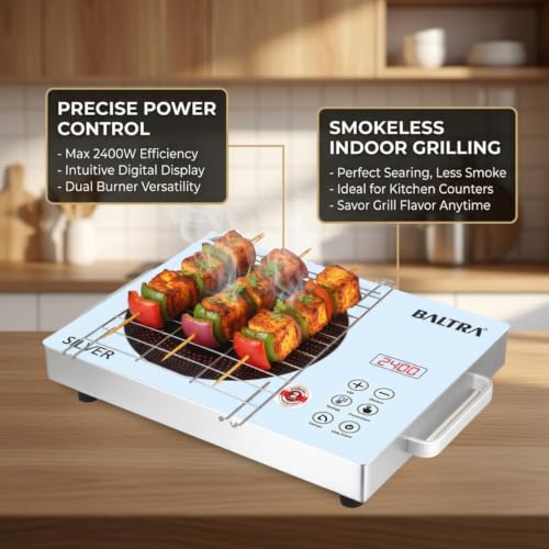 Image of BALTRA Infrared Cooktop 2400 Watt with Touch Panel | Multi Power Level Function | Digital Display | Over Heat Protection | 5KV Surge Protection | Electric Induction Stove
